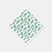 Mint Green Cactus & Succulent Plant Pattern Servet (Hoek)