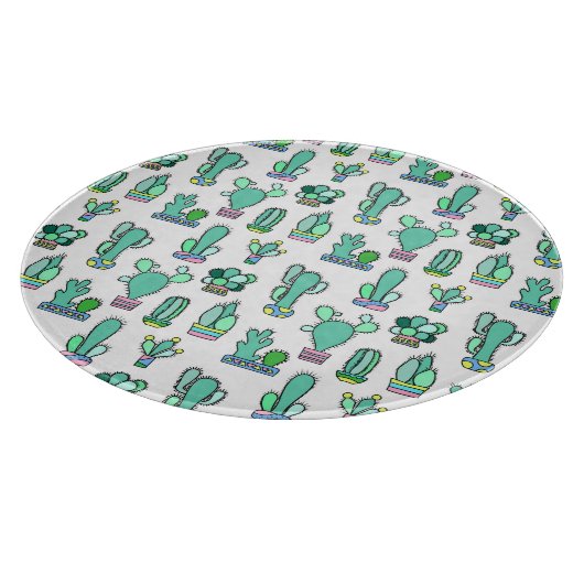 Mint Green Cactus & Succulent Plant Pattern Snijplank (Hoek)