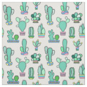 Mint Green Cactus & Succulent Plant Pattern Stof (Swatch)