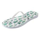 Mint Green Cactus & Succulent Plant Pattern Teenslippers (Schuin)