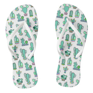 Mint Green Cactus & Succulent Plant Pattern Teenslippers