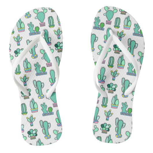 Mint Green Cactus & Succulent Plant Pattern Teenslippers (Voetbed)
