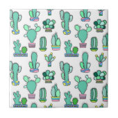 Mint Green Cactus & Succulent Plant Pattern Tegeltje (Voorkant)