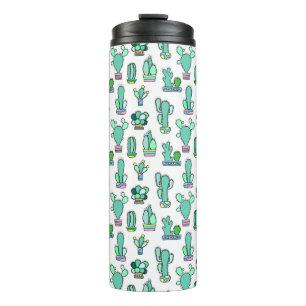 Mint Green Cactus & Succulent Plant Pattern Thermosbeker