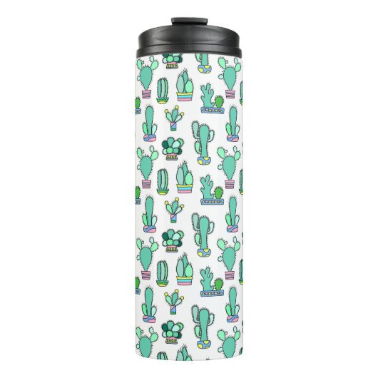 Mint Green Cactus & Succulent Plant Pattern Thermosbeker (Voorkant)