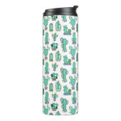 Mint Green Cactus & Succulent Plant Pattern Thermosbeker (Gedraaid links)