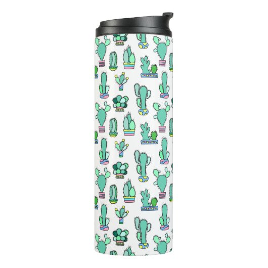 Mint Green Cactus & Succulent Plant Pattern Thermosbeker (Gedraaid links)