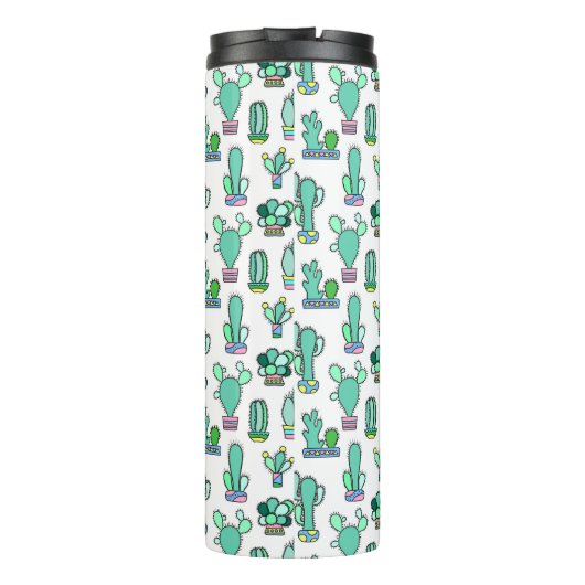 Mint Green Cactus & Succulent Plant Pattern Thermosbeker (Achterkant)