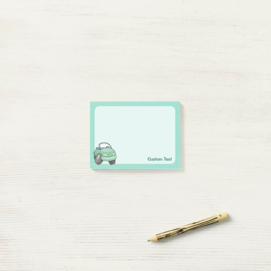 Mint Green Cartoon Car Post-it® Notes (Op bureau)