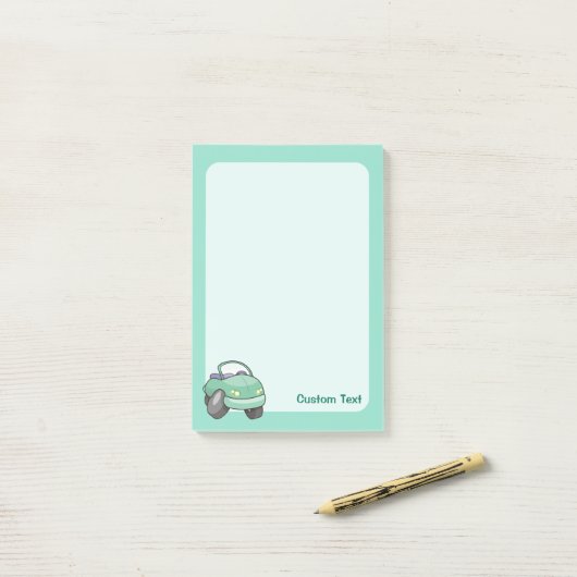 Mint Green Cartoon Car Post-it® Notes (Op bureau)