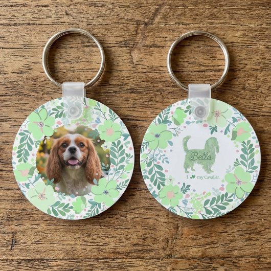 Mint Green Cavalier King Charles Spaniel Custom Sleutelhanger
