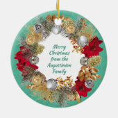 Mint Green CELEBRATE JESUS-kerstmis Wreated Custom Keramisch Ornament (Achterkant)