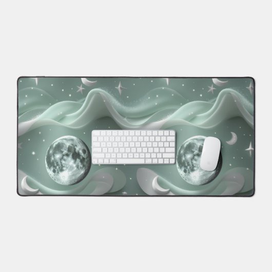 Mint Green Celestial Moon Calm Vibes Bureaumat (Keyboard & Muis)