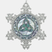 Mint Green Celtic Trinity Knot Kerstversiering Tin Sneeuwvlok Ornament (Voorkant)
