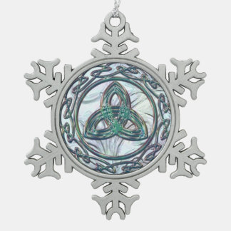 Mint Green Celtic Trinity Knot Kerstversiering Tin Sneeuwvlok Ornament