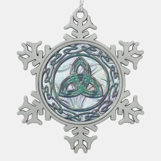 Mint Green Celtic Trinity Knot Kerstversiering Tin Sneeuwvlok Ornament (Voorkant)