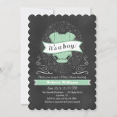 Mint Green Chalkboard Boy Baby shower nodigt uit Kaart (Voorkant)