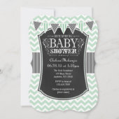 Mint Green Chalkboard Chevron Baby shower Invite Kaart (Voorkant)