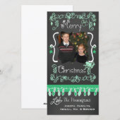 Mint Green Chalkboard Merry-kerstfotokaart Feestdagenkaart (Voorkant / Achterkant)