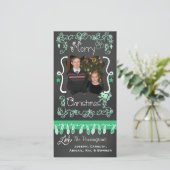 Mint Green Chalkboard Merry-kerstfotokaart Feestdagenkaart (Staand voorkant)