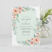 Mint Green Charming Botanical Wedding Kaart (Staand voorkant)