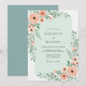 Mint Green Charming Botanical Wedding Kaart (Voorkant / Achterkant)