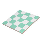 Mint Green Checkerboard Tegeltje (Zijkant)