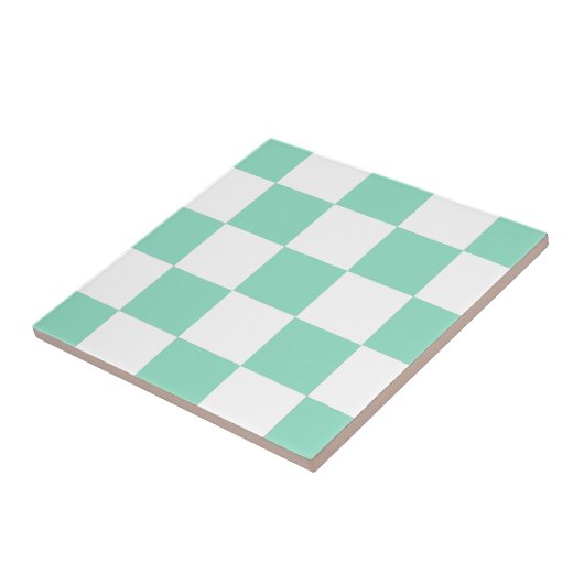 Mint Green Checkerboard Tegeltje (Zijkant)