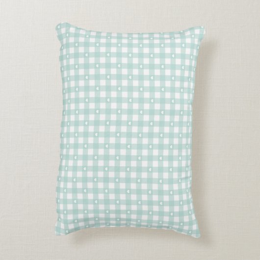 Mint Green Checks Accent Kussen (Achterkant (Verticaal))