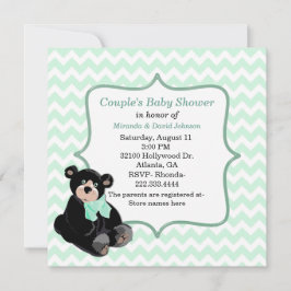Mint Green Chevron Aangepaste Baby shower Uitnodig Kaart