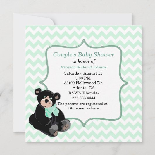 Mint Green Chevron Aangepaste Baby shower Uitnodig Kaart (Voorkant)