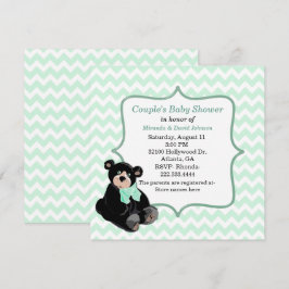 Mint Green Chevron Aangepaste Baby shower Uitnodig Kaart