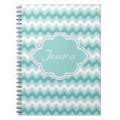 Mint Green Chevron Aangepaste Spiral NoteBooks Notitieboek (Voorkant)