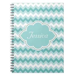 Mint Green Chevron Aangepaste Spiral NoteBooks Notitieboek