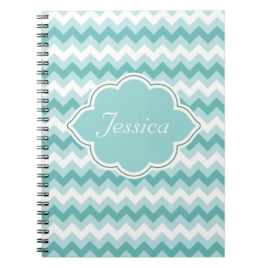 Mint Green Chevron Aangepaste Spiral NoteBooks Notitieboek (Voorkant)
