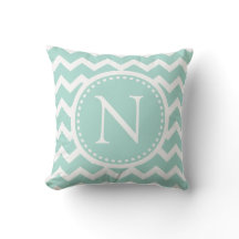 Mint Green Chevron Girly ZigZag Monogram