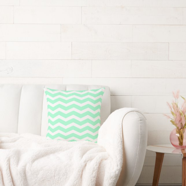 Mint Green Chevron Kussen (Bank)
