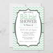 Mint Green Chevron Magnetic Baby shower Invite Magnetische Uitnodiging (Voorkant)