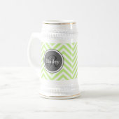 Mint Green Chevron Monogram Bierpul (Voorkant links)