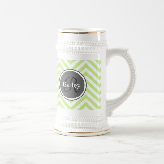 Mint Green Chevron Monogram Bierpul (Rechts)