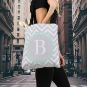 Mint Green Chevron Monogram Canvas tas