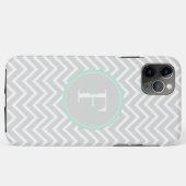 Mint Green Chevron Monogram Case-Mate iPhone Case (Achterkant (horizontaal))