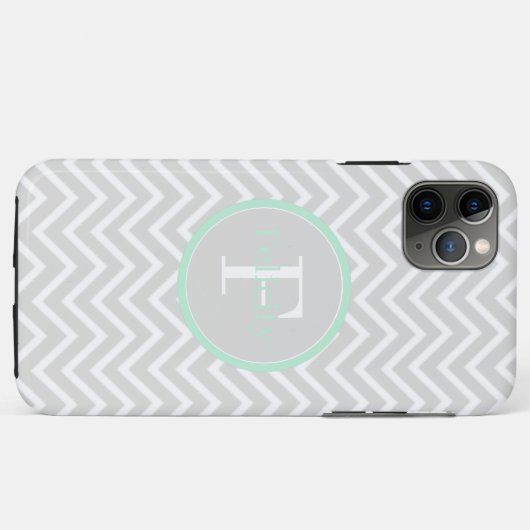Mint Green Chevron Monogram Case-Mate iPhone Case (Achterkant (horizontaal))