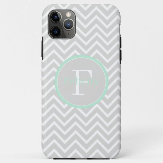 Mint Green Chevron Monogram Case-Mate iPhone Case (Achterkant)