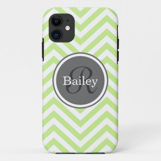 Mint Green Chevron Monogram Case-Mate iPhone Case (Achterkant)