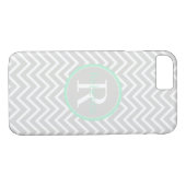 Mint Green Chevron Monogram daar Case-Mate iPhone Case (Achterkant (Horizontaal))