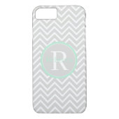 Mint Green Chevron Monogram daar Case-Mate iPhone Case (Achterkant)