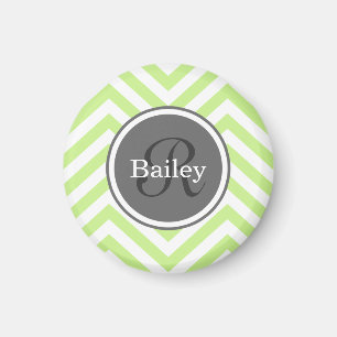 Mint Green Chevron Monogram Magneet