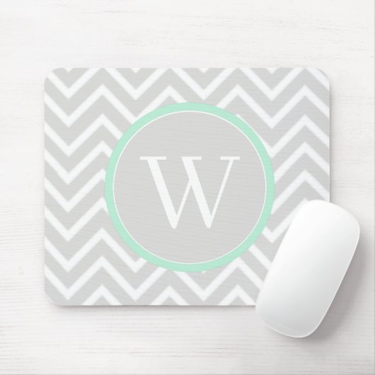 Mint Green Chevron Monogram Muismat (Met muis)