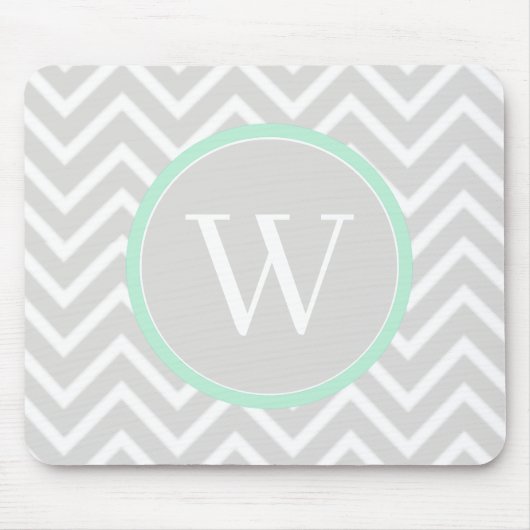 Mint Green Chevron Monogram Muismat (Voorkant)